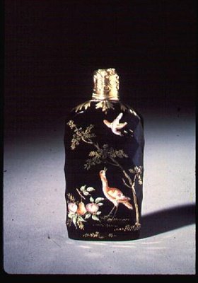 Scent Bottle, Blown, Cut, Enamelled and Gilded, Attributed to Bristol by English School